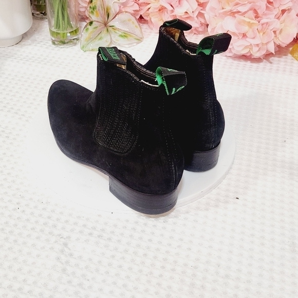 La BARCA Black Leather Botin Charro Ankle Unisex Pull On Chelsea Boots 8.5 - Picture 3 of 9